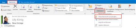 outlook nachricht zurückrufen|Abrufen einer E.